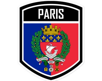 Paris France Flag Emblem Stickers | Paris Vinyl Stickers Available In 3 Sizes