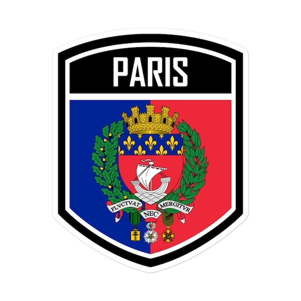 Paris France Flag Emblem Stickers | Paris Vinyl Stickers Available In 3 Sizes
