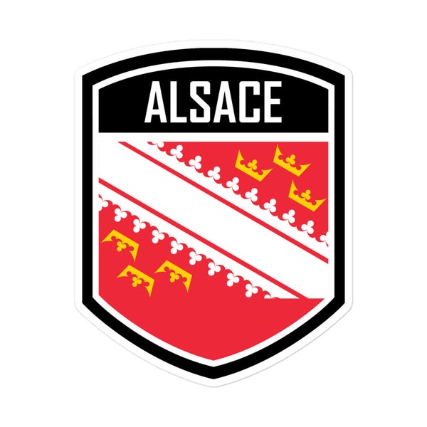 Alsace Frankreich Flagge Emblem Vinyl Aufkleber | Langlebige selbstklebende Aufkleber mit hoher Deckkraft