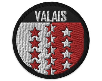 Toppa ricamata con stemma della bandiera del Canton Vallese Svizzera - Badge termoadesivo e da cucire per borse, giacche e altro souvenir svizzero