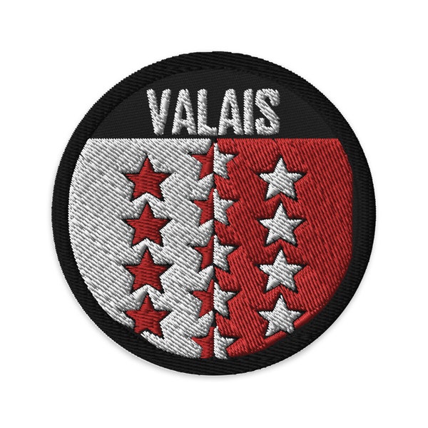 Canton of Valais Switzerland Flag Emblem Embroidered Patch - Iron-On, Sew-On Badge for Bags, Jackets and More Swiss Souvenir