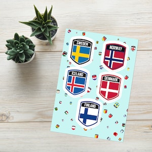 Pack d’autocollants d’emblème scandinave : Norvège, Suède, Danemark, Finlande et Islande