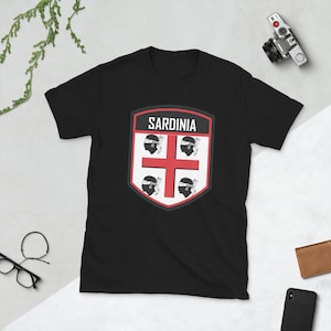 Sardinia Italy Flag Emblem Short-Sleeve Unisex T-Shirt