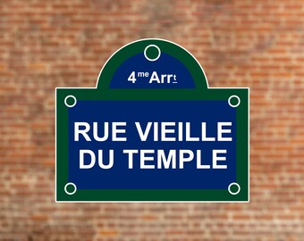 Rue Vieille Du Temple, Paris Street Sign Stickers