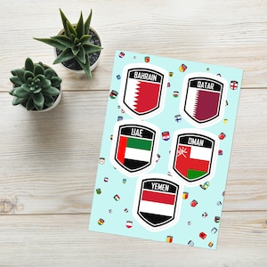 Middle East Emblem Sticker Pack 3: Bahrain, Qatar, UAE, Oman & Yemen