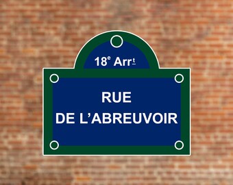 Rue De L’abreuvoir, Paris Street Sign Stickers