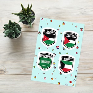 Middle East Emblem Sticker Pack 2: Jordan, Palestine, Saudi Arabia & Kuwait