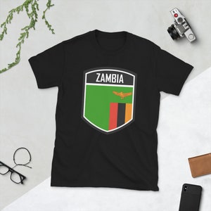 Zambia Flag Emblem Short-Sleeve Unisex T-Shirt