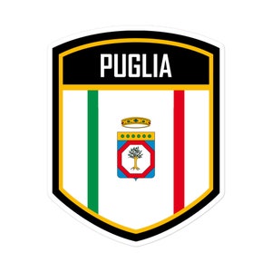 Puglia Italy Flag Emblem Sticker | Puglia Italia Vinyl Stickers Available In 3 Sizes