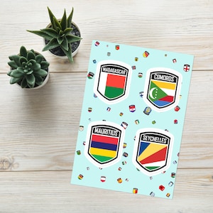 East African Islands Emblem Sticker Pack: Madagascar, Seychelles & More