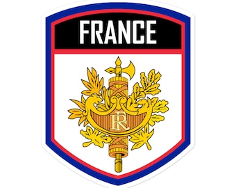 Pegatinas de vinilo con emblema de la bandera del escudo de armas de Francia disponibles en 3 tamaños
