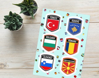 Balkan Flag Emblem Sticker Pack 2: Bulgaria, Romania, Kosovo & More