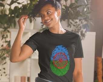 Romani Heritage Fingerprint Fusion Unisex T-Shirt | Show Your Romani Pride with Unique Design