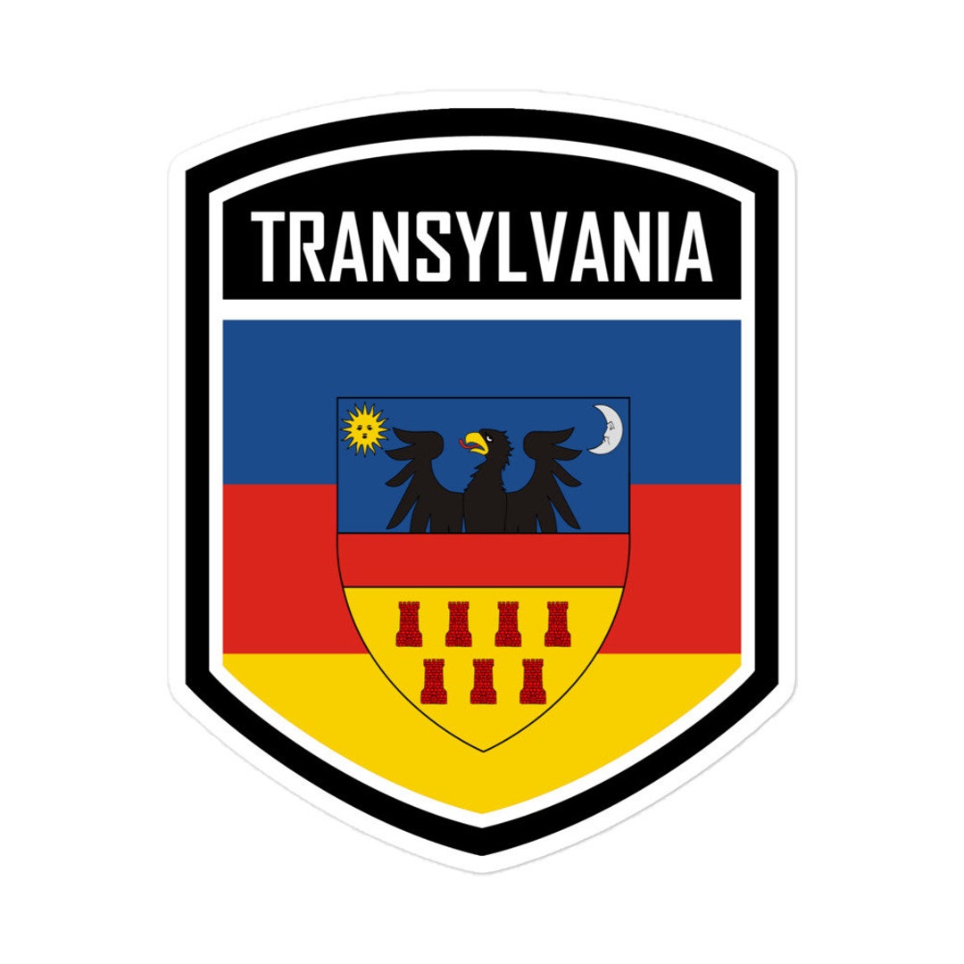 Transylvania Pride Flag Emblem Stickers Perfect for Laptops, Water