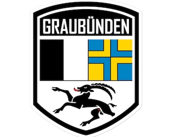 Canton of Graubünden Switzerland Flag Emblem Vinyl Stickers