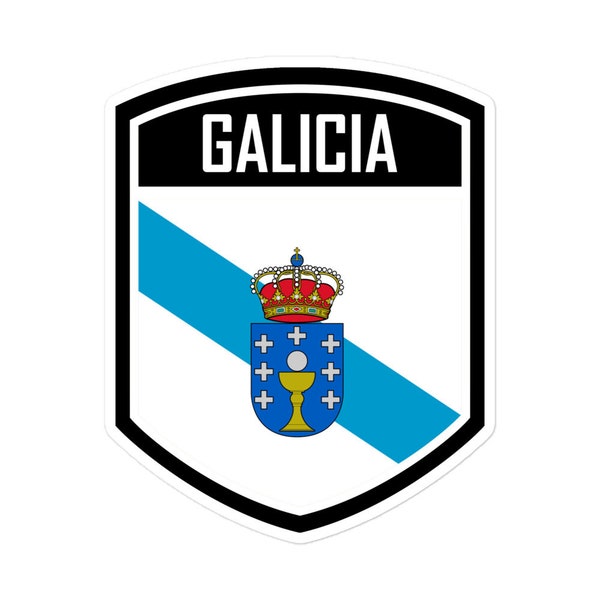 Galicia Spain Flag Emblem Stickers - Durable Vinyl 3 Sizes Available