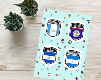 Central America Emblem Sticker Pack 1: Guatemala, Belize, El Salvador & Honduras