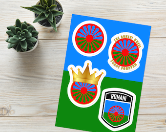 Romani Wheel Sticker Pack | 4 Vinyl Stickers Featuring Romani Symbol