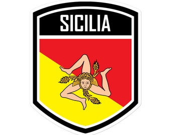 Sicily Italy Flag Emblem Sticker | Vinyl Sicilia Italia Decal - 3 Sizes