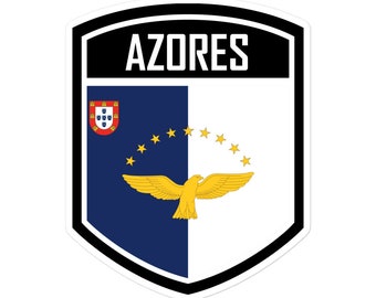 Azores Portugal Flag Emblem Stickers - Celebrate Azorean Pride with High-Quality Decals!