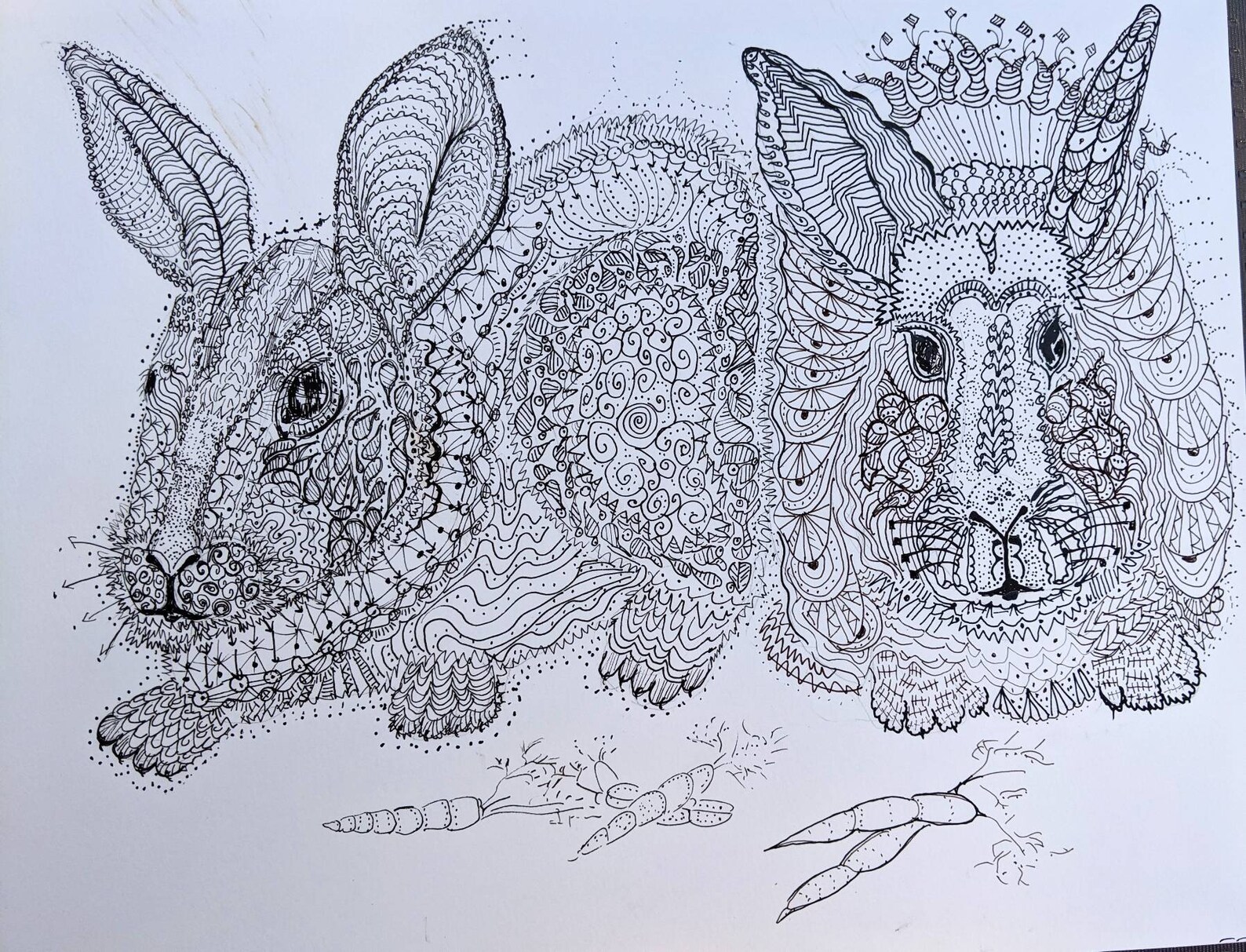 Rabbits Pen and Ink Farm Art Etsy UK