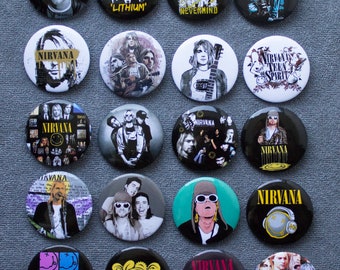 NIRVANA Great Band   4 New pin backs buttons SELECT SIZE badges NEAT 