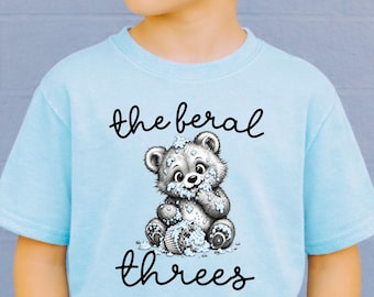Bear Third Birthday Shirt for Toddler, Cute 3 Year Old Birthday Tee, Woodland Animal Party Outfit, Three Year Old Gift