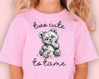 Two Cute to Tame 2nd Birthday Shirt, Teddy Bear Toddler Tee for Boy or Girl, Wild Two Birthday Outfit, Cute Party Gift
