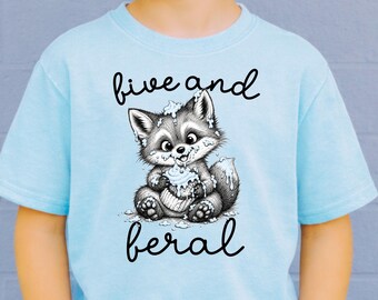 Five and Feral Fifth Birthday Shirt for Kids, Cute Fox 5 Year Old Tee, Woodland Party Outfit for Boys or Girls