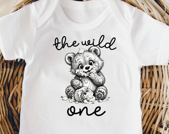 Wild One First Birthday Bodysuit, Cute Teddy Bear 1st Birthday Outfit, Pink Baby Girl Cake Smash Shirt, Woodland Party Gift
