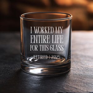 Retirement Gift For Him Personalized Whiskey Glass, Custom Retirement Club Glass, Bourbon Glass, Gift For Dad Grandpa Boss, Whiskey Gift Ide