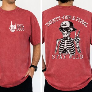 Funny 21st birthday shirt, Twenty One Birthday, raccoon birthday gift for him brother uncle boyfriend son, 21st present unique gift idea Crimson