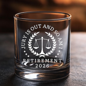 Lawyer Retirement Gift For Him, Judge Prosecutor Defense Attorney Whiskey Glass, Funny Legal Retiring Gift Idea, Law Professor Retirement