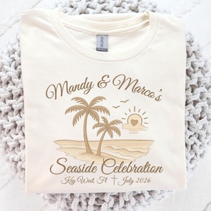 Personalized Beach Wedding, Custom Seaside Celebration, Tropical Wedding, Destination Wedding Gift, Wedding Party Tshirt, Wedding Reception