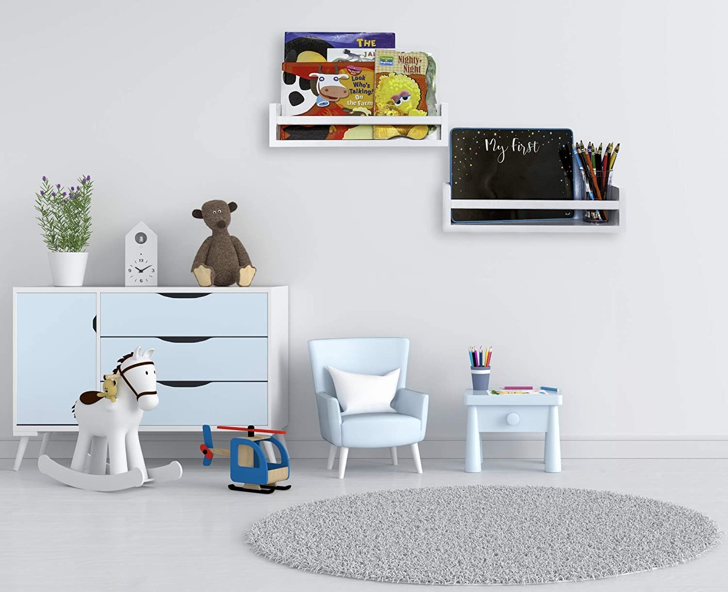 Nursery Floating Shelf Set of 2 White Wall Mounted Etsy