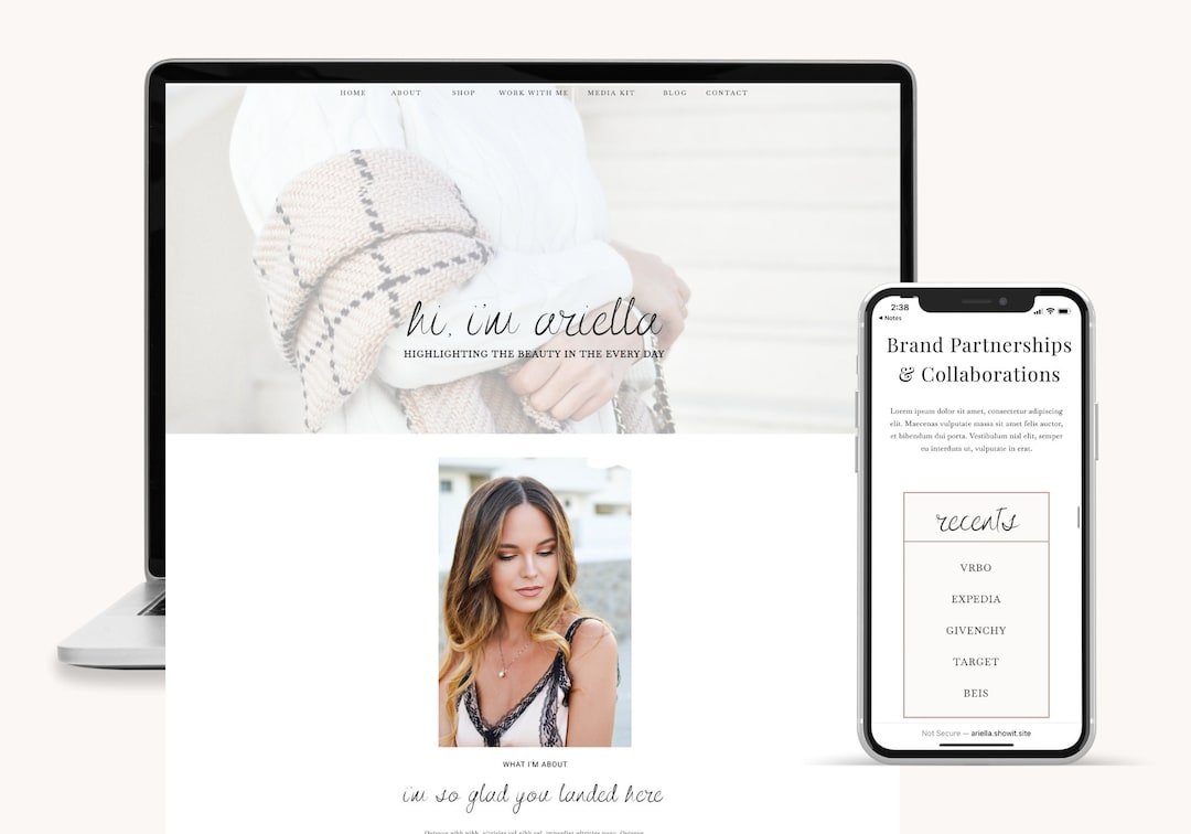 Showit Website Template For Influencers Coaches Fashion Bloggers