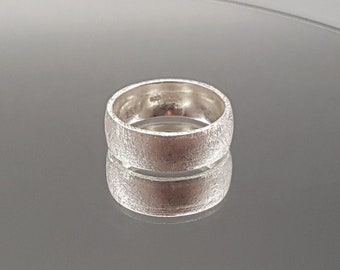Ring silver matt brushed 6.5 mm sterling silver