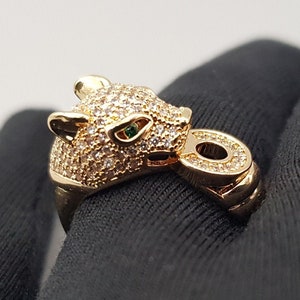 Ring Gold Leopard Iced Out gold-plated extravagant glittering shiny