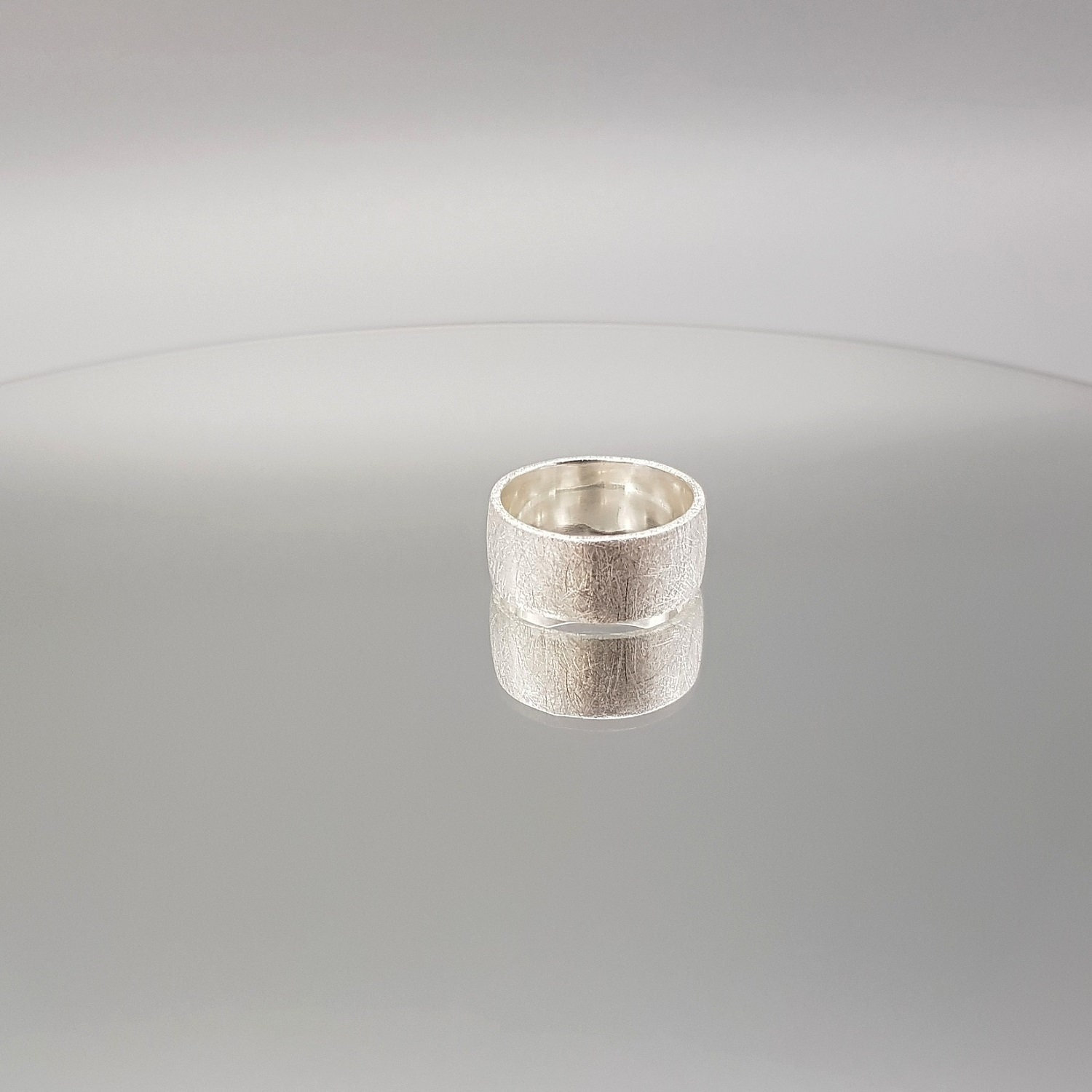 Ring silver matt brushed 8.5 mm sterling silver