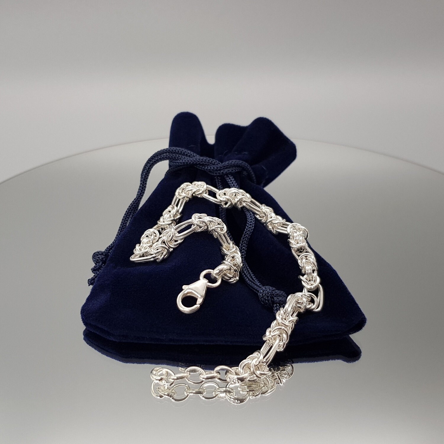 Bracelet Silver Intertwined Chain Links Solid Sterling