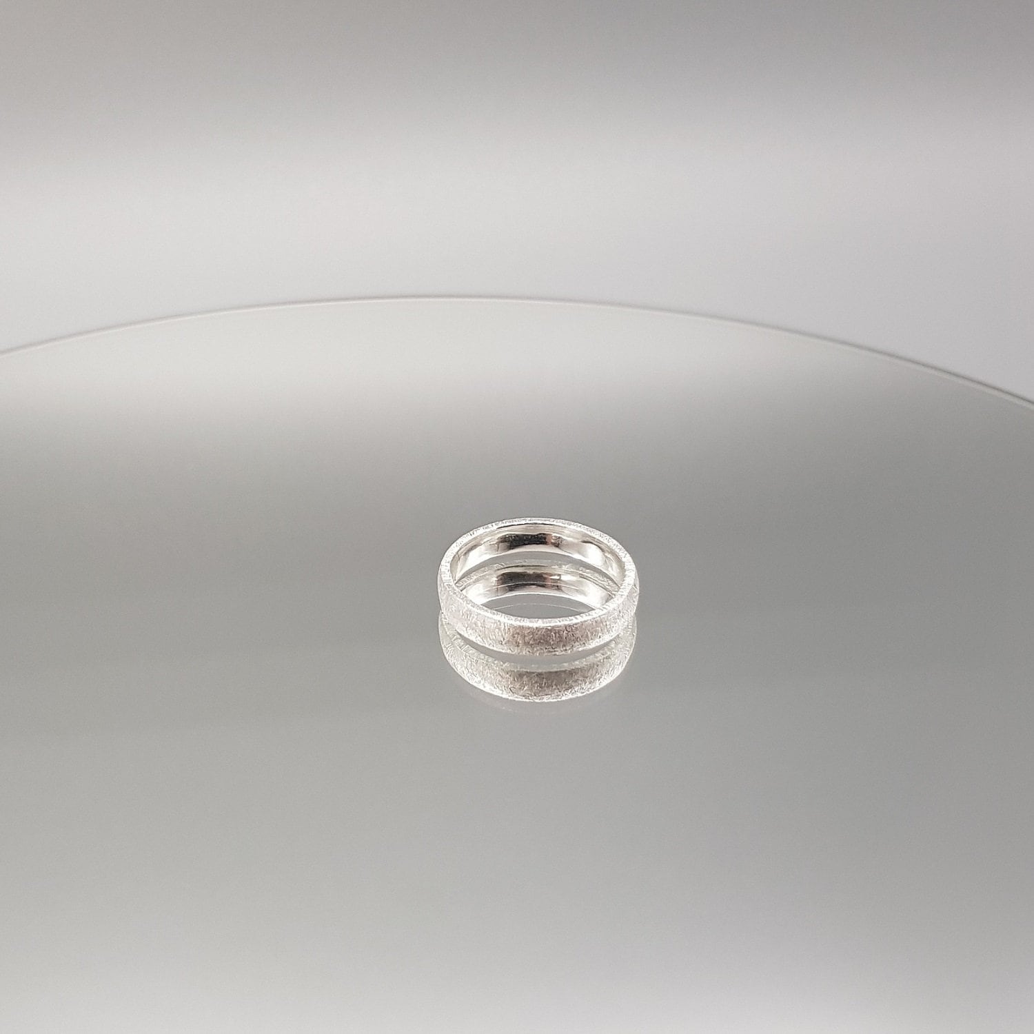 Ring silver matt brushed 4 mm sterling silver