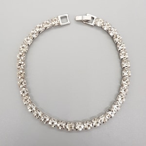 Bracciale tennis argento lucido scintillante placcato argento 20 cm