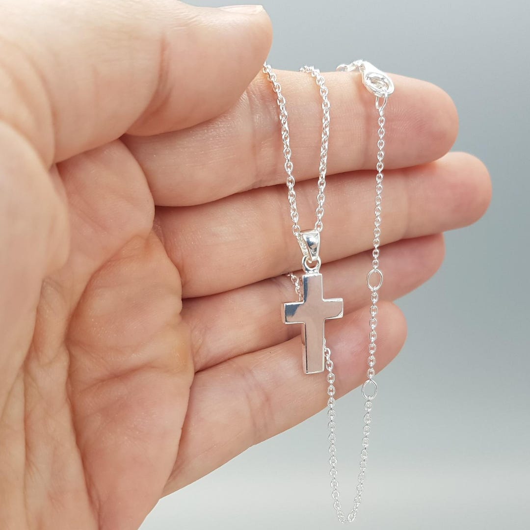 Silber Kreuz Anhänger 925 Für Taufe/Konfirmation – Mit Kette