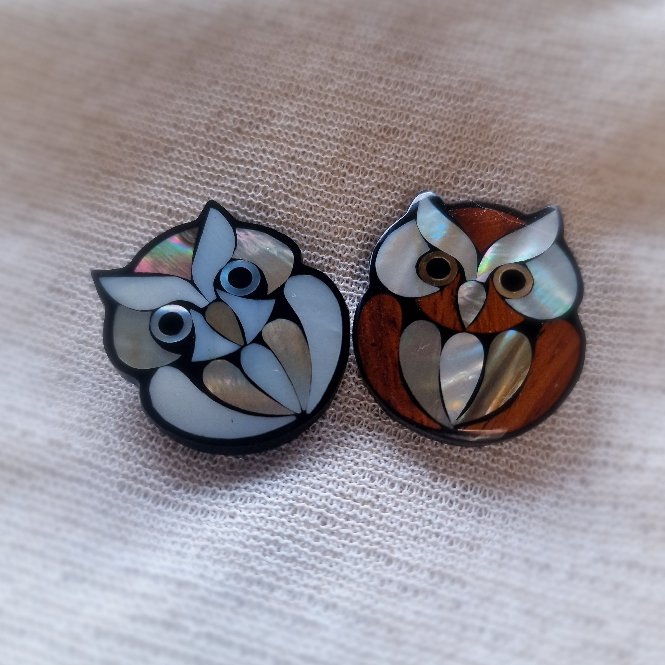 VINTAGE OWL BROOCH seashell&mother of pearl