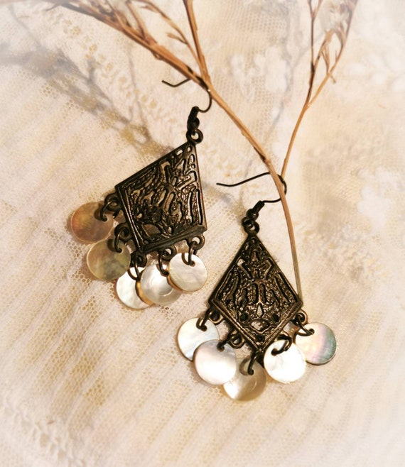 Vintage Earring Mother of Pearl Etsy