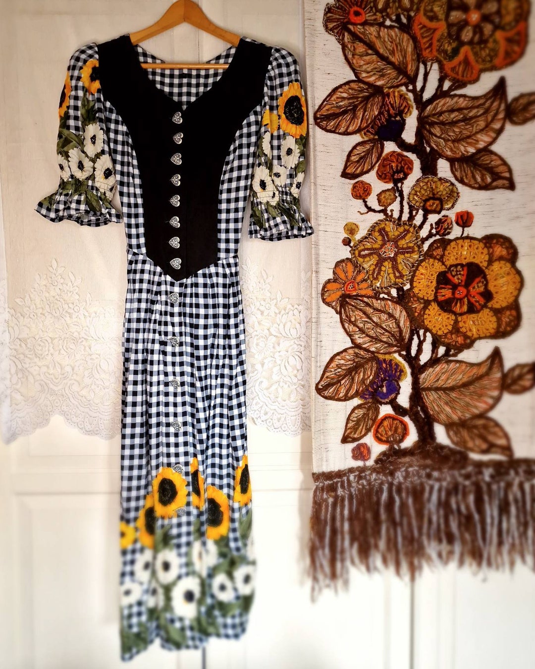 Amazing Vintage Sunflower Dress Etsy