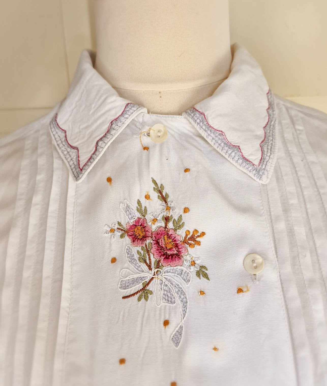 Vintage Rene Derhy Blouse With Floral Embroidery - Etsy