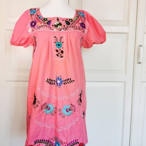 Vintage embroidered traditional Mexican dress Oaxaca