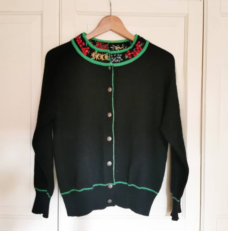 Vintage trachten folk cardigan afbeelding 1