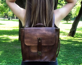 etsy leather backpack